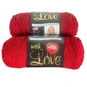 Coats Yarn E400-1914 Red‎ Heart With Love Yarn-Berry Red - Lot Of 2 Skeins NEW